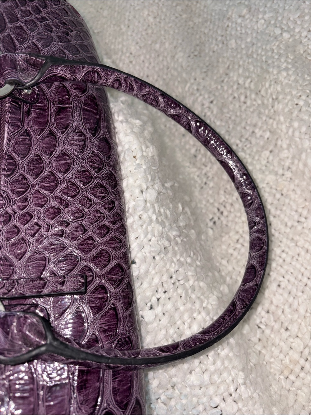 Vintage Y2K GUESS Purple Plum Croc Satchel Shoulder Bag Large G Charm Rare 2000s - Picture 11 of 14